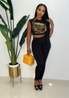 Flame graphic top (black/white)